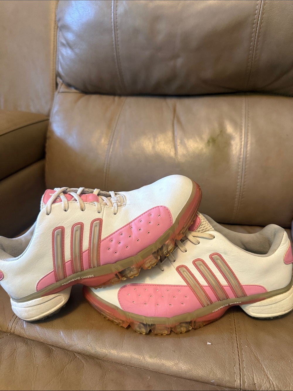 Adidas Women’s White and Pink Golf Shoes like new size 6